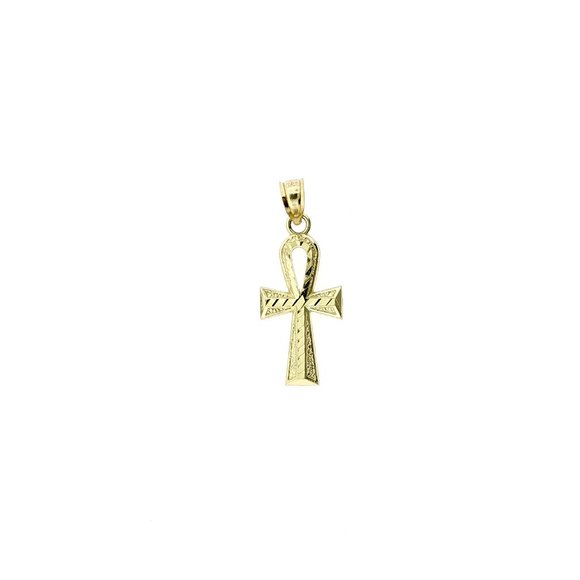 10K Real Gold Rope Chain and Ankh Cross Pendant Set - Picture 4 of 8